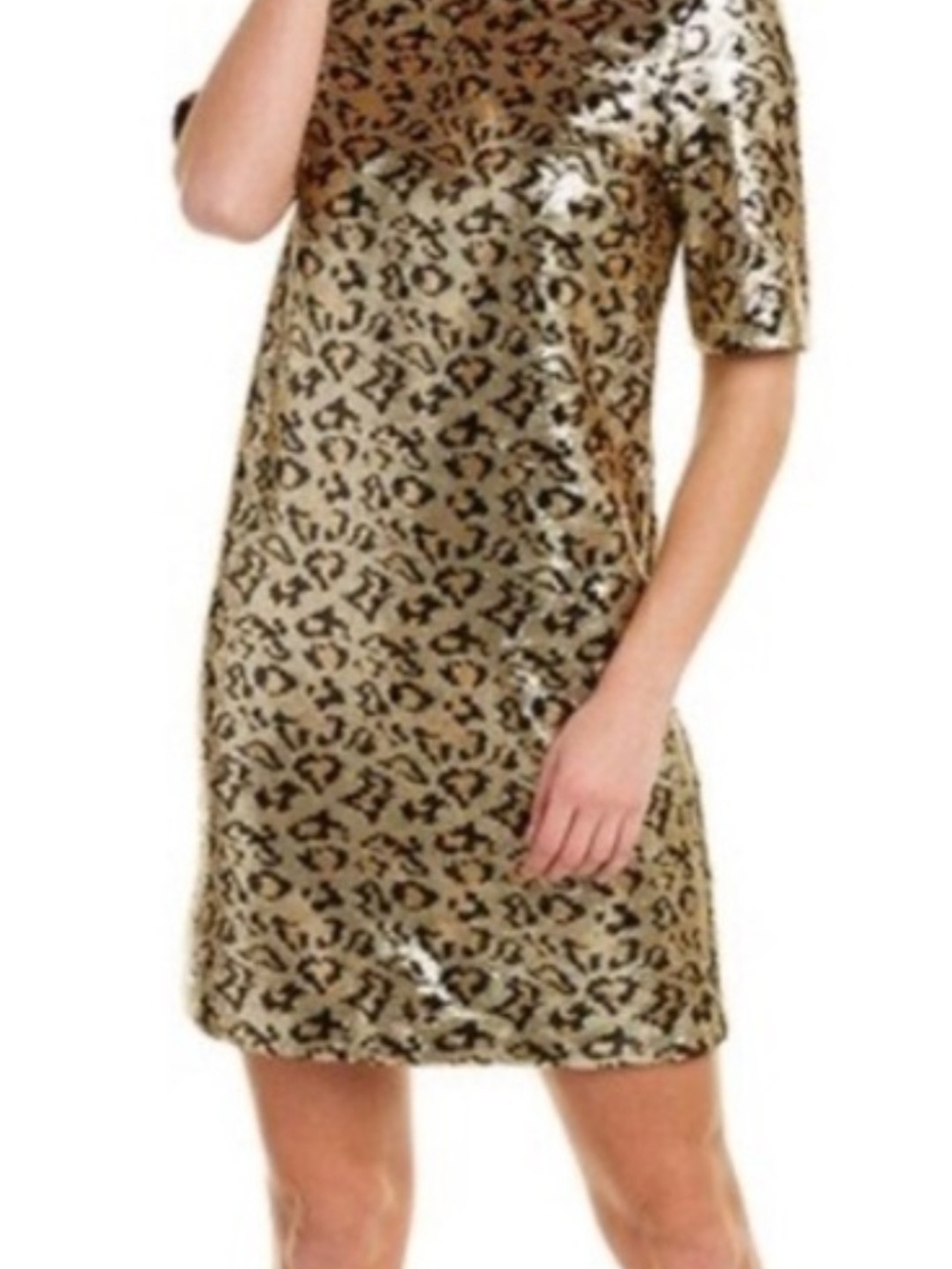Betsey Johnson Black & Gold Leopard Sequin Dress